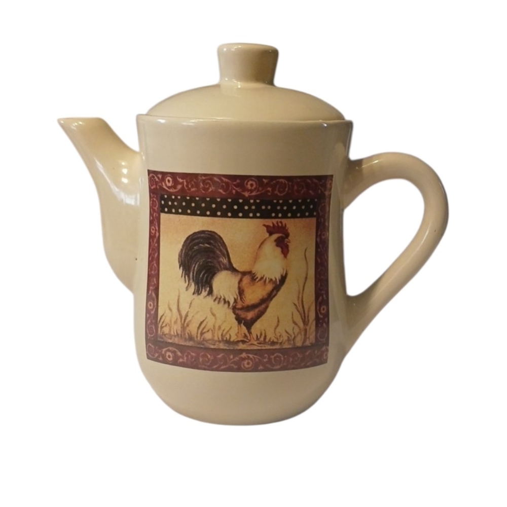 🔥🔥🔥Bay Island Cream Teapot with Rooster Motif